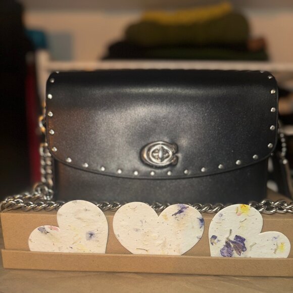 Coach Cassie 19 with Rivets Smooth Black Leather, Bonus Hang Tag - Picture 9 of 16